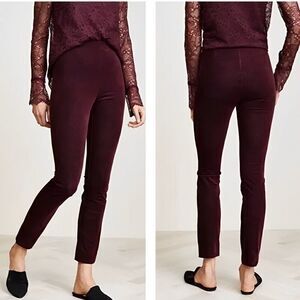 Theory Red Maroon Navalane Casual Stretch Velvet Pants Size 2